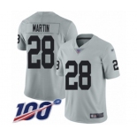 Men's Oakland Raiders #28 Doug Martin Limited Silver Inverted Legend 100th Season Football Jersey