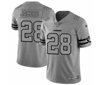 Men's Oakland Raiders #28 Josh Jacobs Gray Team Logo Gridiron Limited Football Jersey