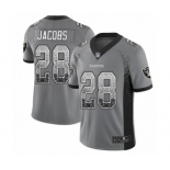 Men's Oakland Raiders #28 Josh Jacobs Limited Gray Rush Drift Fashion Football Jersey