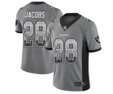 Men's Oakland Raiders #28 Josh Jacobs Limited Gray Rush Drift Fashion Football Jersey