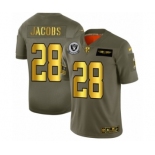 Men's Oakland Raiders #28 Josh Jacobs Limited Olive Gold 2019 Salute to Service Football Jersey