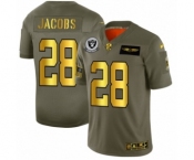 Men's Oakland Raiders #28 Josh Jacobs Limited Olive Gold 2019 Salute to Service Football Jersey