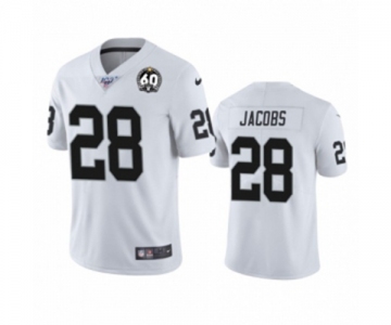 Men's Oakland Raiders #28 Josh Jacobs White 60th Anniversary Vapor Untouchable Limited Player 100th Season Football Jersey