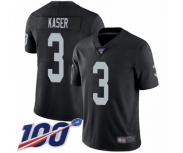 Men's Oakland Raiders #3 Drew Kaser Black Team Color Vapor Untouchable Limited Player 100th Season Football Jersey