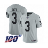 Men's Oakland Raiders #3 Drew Kaser Limited Silver Inverted Legend 100th Season Football Jersey