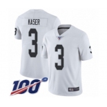 Men's Oakland Raiders #3 Drew Kaser White Vapor Untouchable Limited Player 100th Season Football Jersey