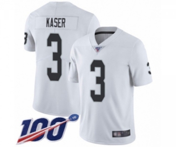 Men's Oakland Raiders #3 Drew Kaser White Vapor Untouchable Limited Player 100th Season Football Jersey