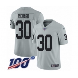 Men's Oakland Raiders #30 Jalen Richard Limited Silver Inverted Legend 100th Season Football Jersey