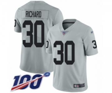 Men's Oakland Raiders #30 Jalen Richard Limited Silver Inverted Legend 100th Season Football Jersey