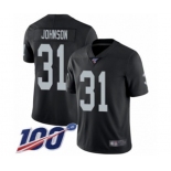 Men's Oakland Raiders #31 Isaiah Johnson Black Team Color Vapor Untouchable Limited Player 100th Season Football Jersey