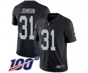 Men's Oakland Raiders #31 Isaiah Johnson Black Team Color Vapor Untouchable Limited Player 100th Season Football Jersey