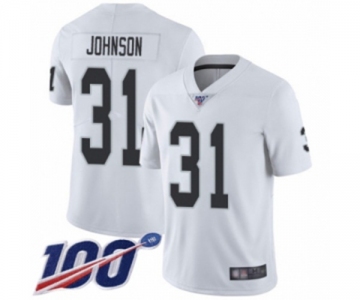 Men's Oakland Raiders #31 Isaiah Johnson White Vapor Untouchable Limited Player 100th Season Football Jersey