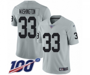 Men's Oakland Raiders #33 DeAndre Washington Limited Silver Inverted Legend 100th Season Football Jersey