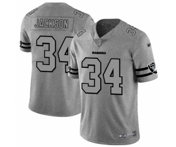 Men's Oakland Raiders #34 Bo Jackson Gray Team Logo Gridiron Limited Player Football Jersey