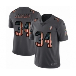 Men's Oakland Raiders #34 Bo Jackson Limited Black USA Flag 2019 Salute To Service Football Jersey