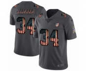 Men's Oakland Raiders #34 Bo Jackson Limited Black USA Flag 2019 Salute To Service Football Jersey