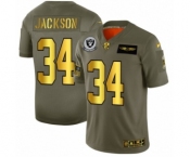 Men's Oakland Raiders #34 Bo Jackson Limited Olive Gold 2019 Salute to Service Football Jersey