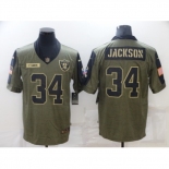 Men's Oakland Raiders #34 Bo Jackson Nike Olive 2021 Salute To Service Limited Player Jersey