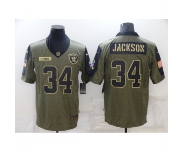 Men's Oakland Raiders #34 Bo Jackson Nike Olive 2021 Salute To Service Limited Player Jersey