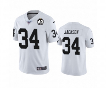 Men's Oakland Raiders #34 Bo Jackson White 60th Anniversary Vapor Untouchable Limited Player 100th Season Football Jersey