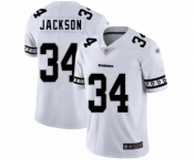 Men's Oakland Raiders #34 Bo Jackson White Team Logo Fashion Limited Player 100th Season Football Jersey