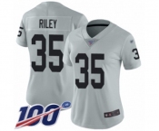 Men's Oakland Raiders #35 Curtis Riley Limited Silver Inverted Legend 100th Season Football Jersey