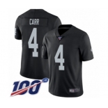 Men's Oakland Raiders #4 Derek Carr Black Team Color Vapor Untouchable Limited Player 100th Season Football Jersey