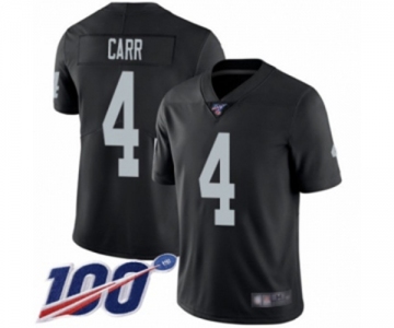 Men's Oakland Raiders #4 Derek Carr Black Team Color Vapor Untouchable Limited Player 100th Season Football Jersey