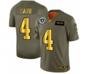 Men's Oakland Raiders #4 Derek Carr Limited Olive Gold 2019 Salute to Service Football Jersey