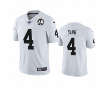 Men's Oakland Raiders #4 Derek Carr White 60th Anniversary Vapor Untouchable Limited Player 100th Season Football Jersey