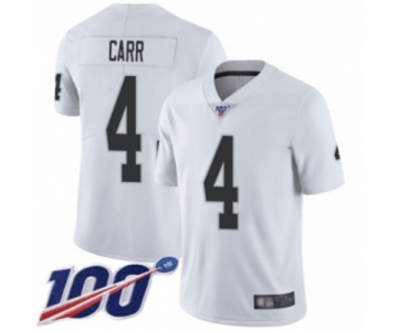 Men's Oakland Raiders #4 Derek Carr White Vapor Untouchable Limited Player 100th Season Football Jersey