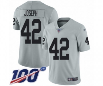 Men's Oakland Raiders #42 Karl Joseph Limited Silver Inverted Legend 100th Season Football Jersey