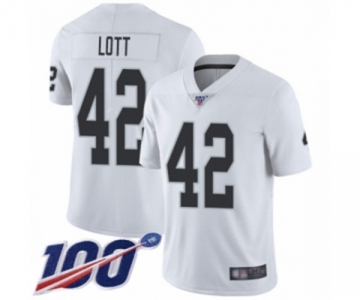 Men's Oakland Raiders #42 Ronnie Lott White Vapor Untouchable Limited Player 100th Season Football Jersey