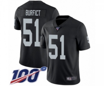 Men's Oakland Raiders #51 Vontaze Burfict Black Team Color Vapor Untouchable Limited Player 100th Season Football Jersey