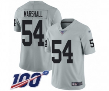 Men's Oakland Raiders #54 Brandon Marshall Limited Silver Inverted Legend 100th Season Football Jersey