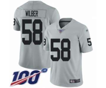 Men's Oakland Raiders #58 Kyle Wilber Limited Silver Inverted Legend 100th Season Football Jersey