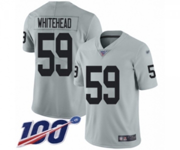 Men's Oakland Raiders #59 Tahir Whitehead Limited Silver Inverted Legend 100th Season Football Jersey