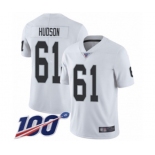 Men's Oakland Raiders #61 Rodney Hudson White Vapor Untouchable Limited Player 100th Season Football Jersey