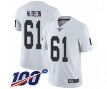 Men's Oakland Raiders #61 Rodney Hudson White Vapor Untouchable Limited Player 100th Season Football Jersey