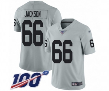 Men's Oakland Raiders #66 Gabe Jackson Limited Silver Inverted Legend 100th Season Football Jersey