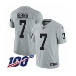 Men's Oakland Raiders #7 Mike Glennon Limited Silver Inverted Legend 100th Season Football Jersey