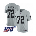 Men's Oakland Raiders #72 John Matuszak Limited Silver Inverted Legend 100th Season Football Jersey