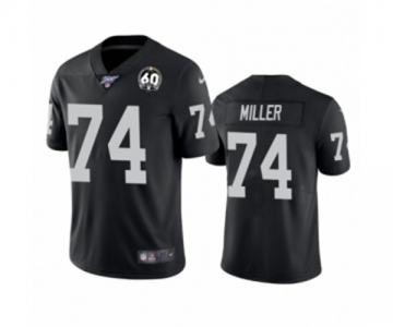 Men's Oakland Raiders #74 Kolton Miller Black 60th Anniversary Vapor Untouchable Limited Player 100th Season Football Jersey