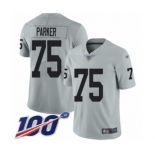 Men's Oakland Raiders #75 Brandon Parker Limited Silver Inverted Legend 100th Season Football Jersey