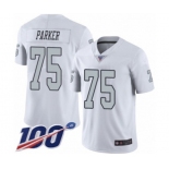 Men's Oakland Raiders #75 Brandon Parker Limited White Rush Vapor Untouchable 100th Season Football Jersey