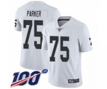 Men's Oakland Raiders #75 Brandon Parker White Vapor Untouchable Limited Player 100th Season Football Jersey