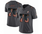 Men's Oakland Raiders #75 Howie Long Limited Black USA Flag 2019 Salute To Service Football Jersey