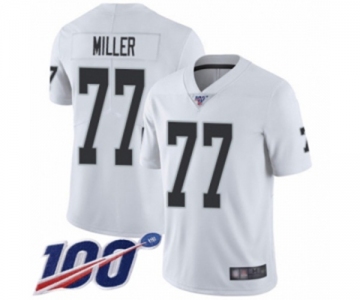 Men's Oakland Raiders #77 Kolton Miller White Vapor Untouchable Limited Player 100th Season Football Jersey