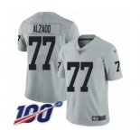 Men's Oakland Raiders #77 Lyle Alzado Limited Silver Inverted Legend 100th Season Football Jersey