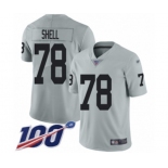 Men's Oakland Raiders #78 Art Shell Limited Silver Inverted Legend 100th Season Football Jersey